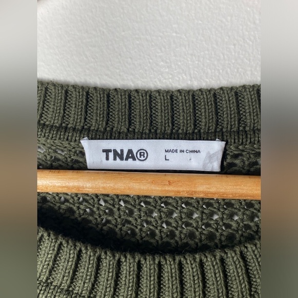 Aritzia TNA Alameda Crochet Crewneck Sweater // Fatigue - Picture 6 of 9